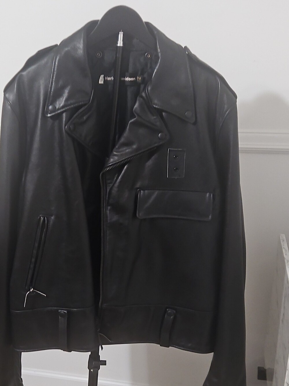 Vintage Harley Davidson Leather Motorcycle Jacket 50 Tall Made in USA